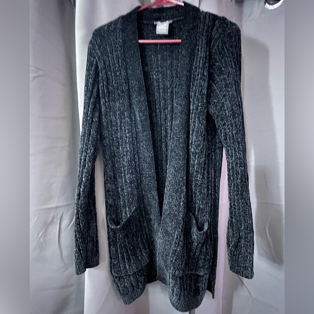 Matty M Charcoal Open-Front Cardigan